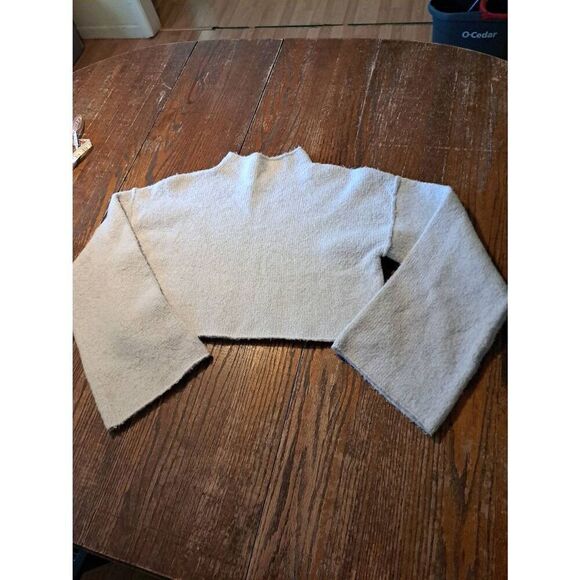 XS Free People Grey Soft Long Sleeve High Neck Cropped Pullover Sweater - Picture 1 of 5